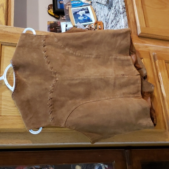 Suede Brown Leather XL Cripple Creek Vest Snap Closure C: 42", Back to… - Picture 5 of 5